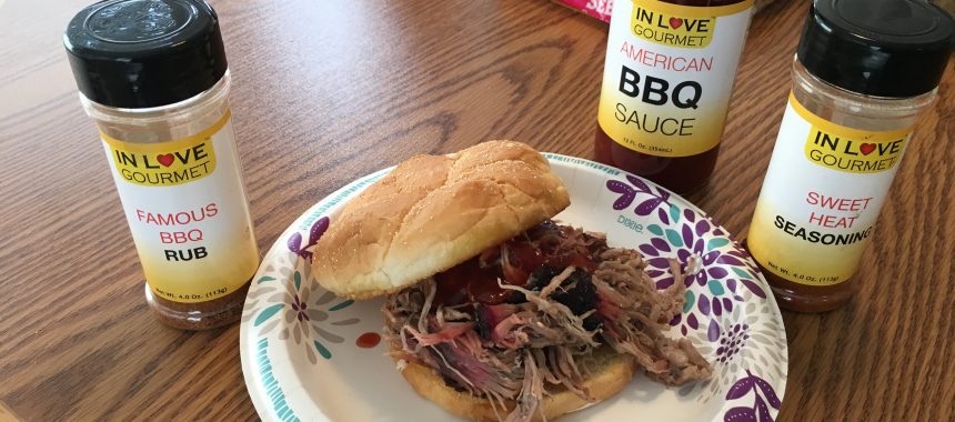 Da-BOMB Smoked Pulled Pork Sandwiches with Chipotle Olive Oil & Famous BBQ Rub.