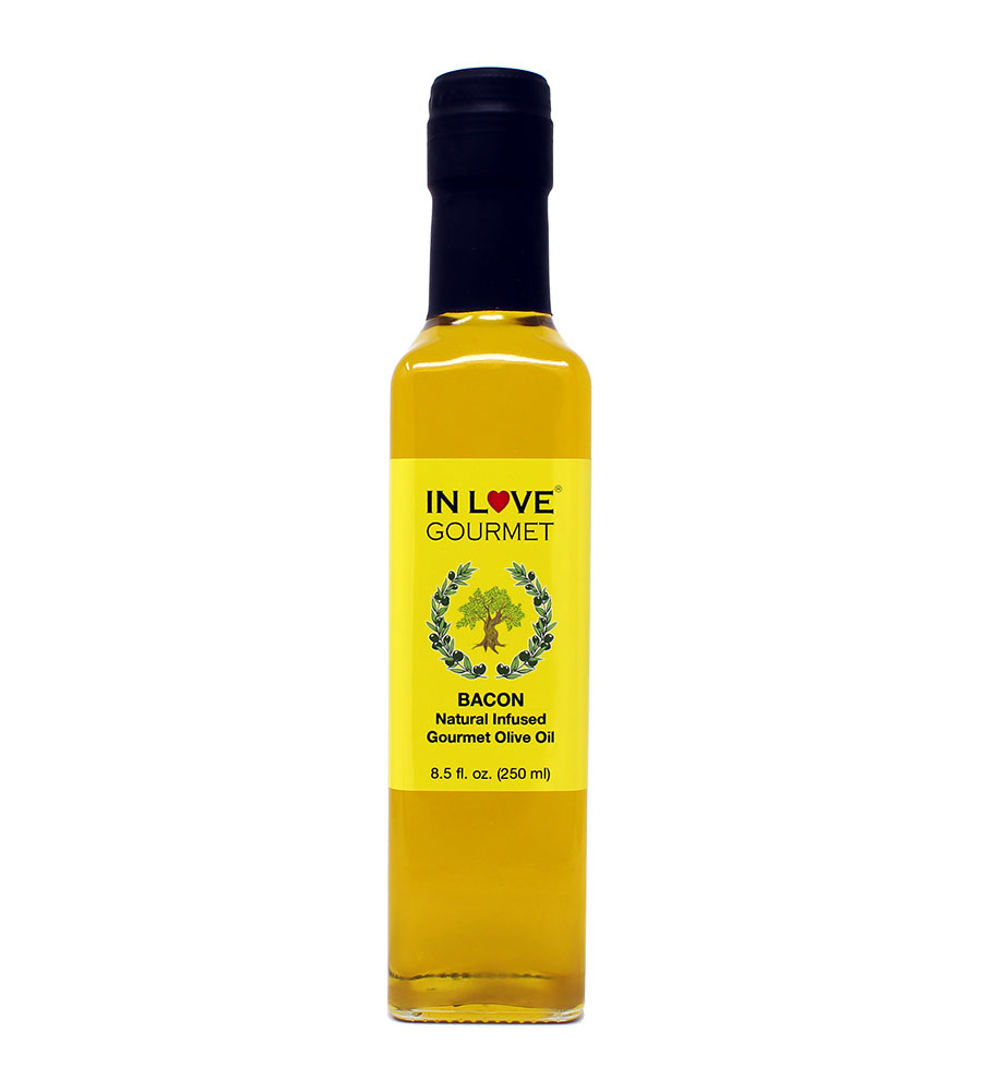 Bacon Natural Flavor Infused Olive Oil 250ML/8.5oz Best Bacon Oil for Meats, Veggies, Popcorn & Breads