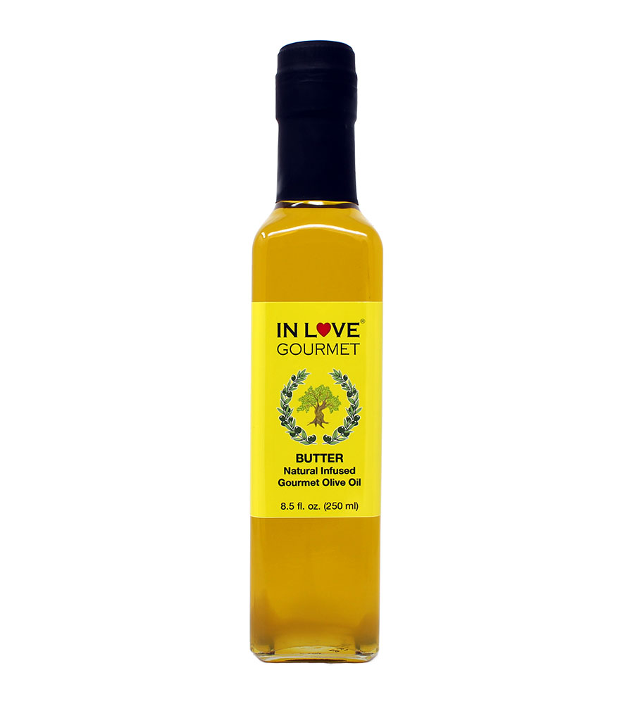Butter Natural Flavor Infused Gourmet Olive Oil (250ml-8.5oz) Awesome Buttery Flavored Extra Virgin Olive Oil.