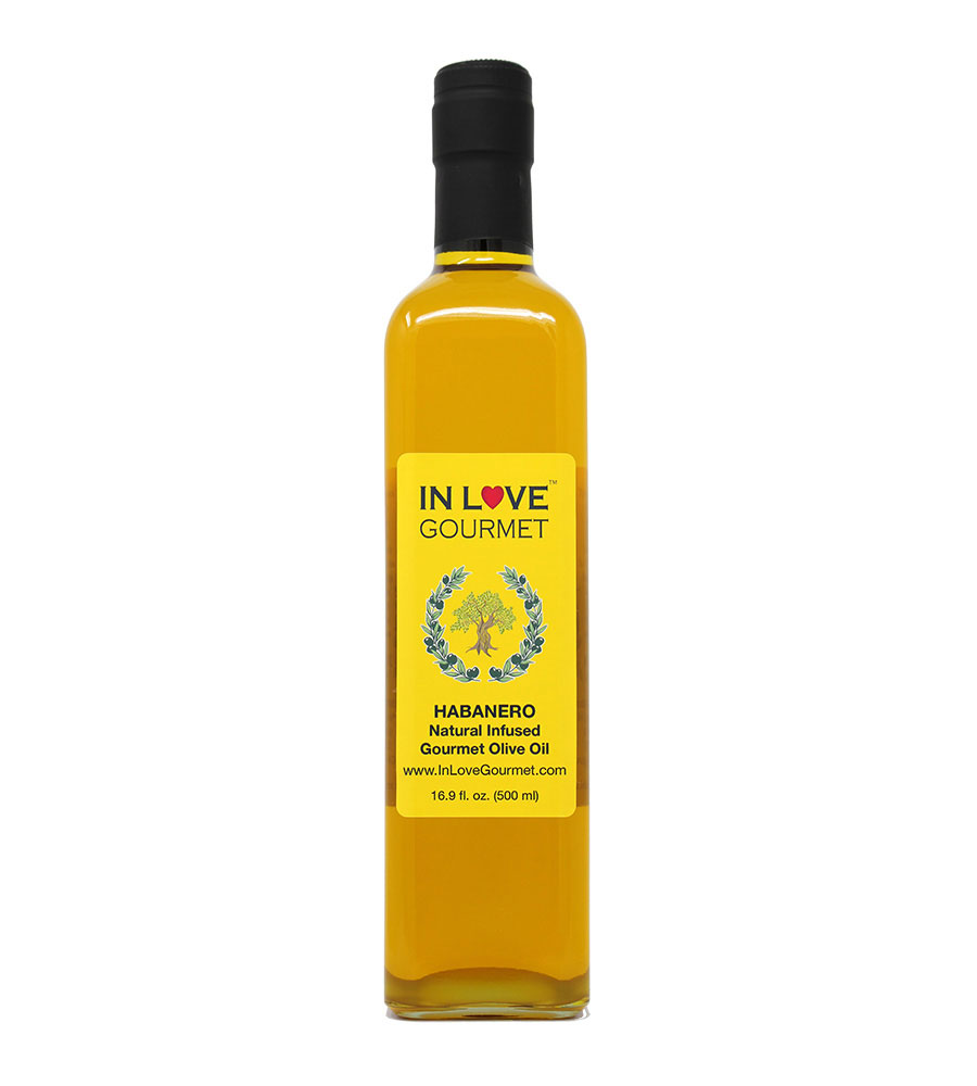 Habanero Natural Flavor Infused Olive Oil 500ML/16.9oz Spicy Habanero Oil, Spice up your Fish, Chicken, Veggies, & Pastas.