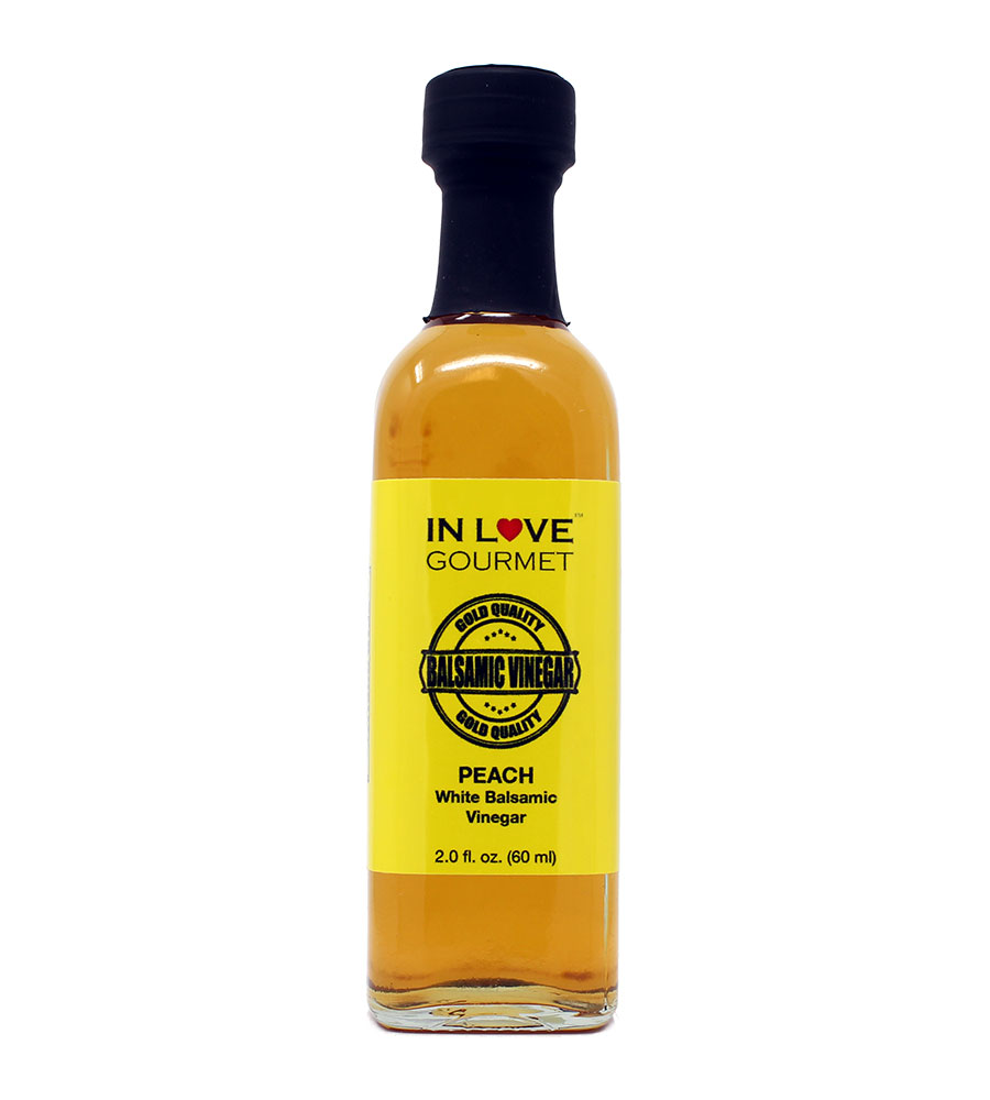 Peach White Balsamic Vinegar 60ML/2oz (Sample Size) Great on Red Meats and Game Meats, Drizzle on Veggie and Fruit Salads
