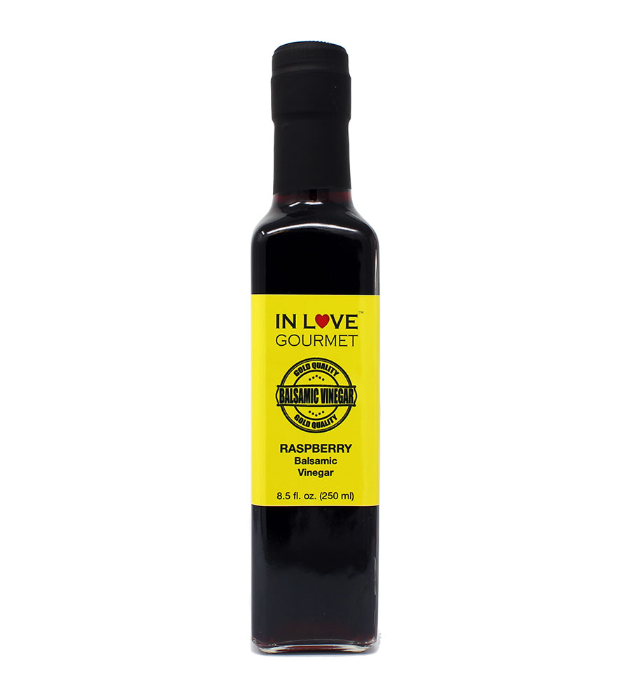 Raspberry Balsamic Vinegar 250ML/8.5oz Great drizzled on veggie and fruit salads, pairs well with our Lemon Infused Olive Oil as a Vinaigrette