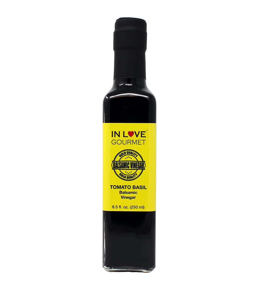 Tomato Basil Balsamic Vinegar 250ML/8.5oz We love it as a dressing on a Caprese salad, Delicious Drizzled on Any Number of Cooked Vegetables