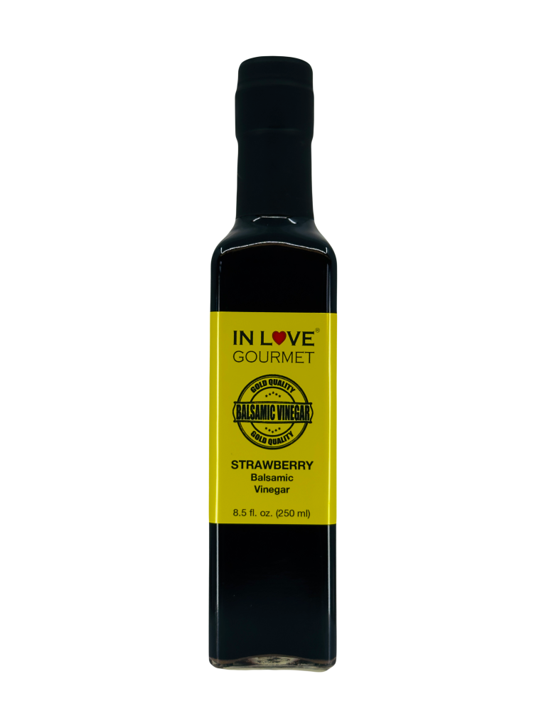 Strawberry Balsamic Vinegar 250ML/8.5oz Great on Red or White Meats, Bacon, Salads, Fish, Mushrooms, Ice Cream, Fruit Salads, and Fresh Soft Mild Cheeses